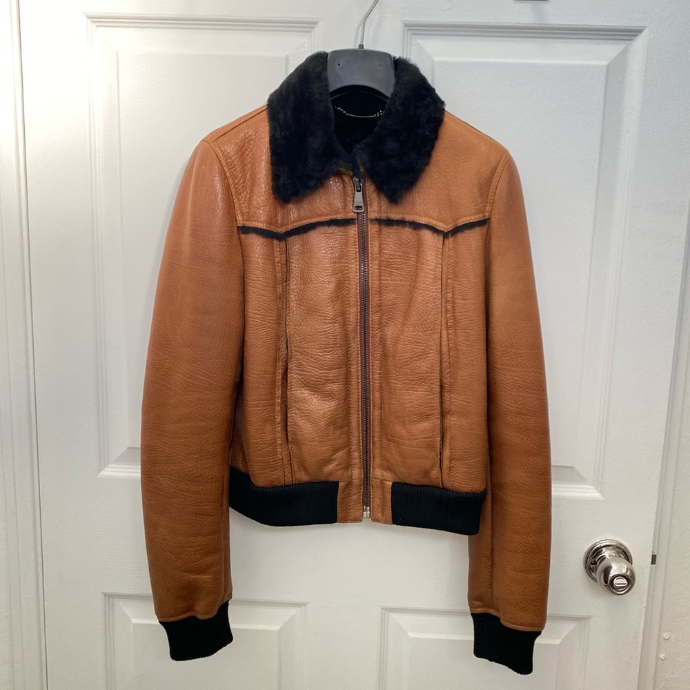 Rare Dolce & Gabbana Womens Shearling Lined Bomber Jacket Lambskin